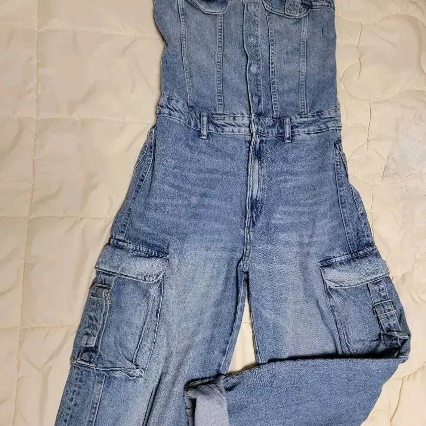 [BUNJANG] Zara Denim Cargo Overalls / 자라zara 청 데님 카고 멜빵 바지