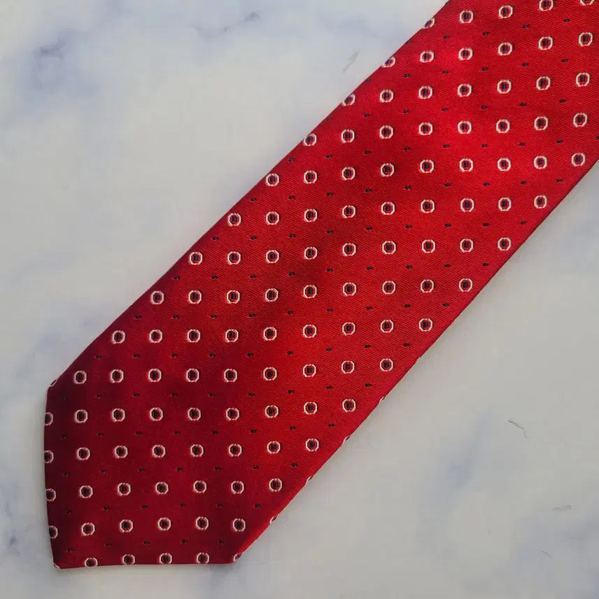[BUNJANG] Tommy Hilfiger Silk Red Micro Pattern Tie / 타미힐피거 실크 레드 패턴 넥타이 7.8cm S~A+등급 G2