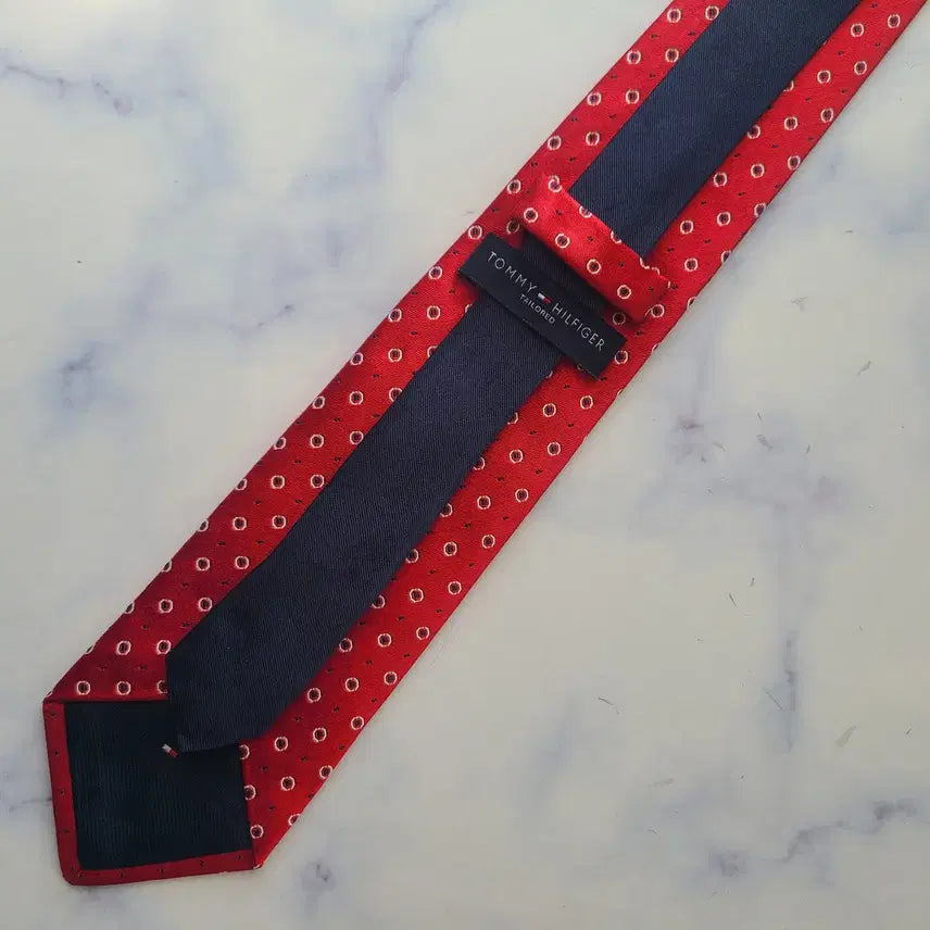 [BUNJANG] Tommy Hilfiger Silk Red Micro Pattern Tie / 타미힐피거 실크 레드 패턴 넥타이 7.8cm S~A+등급 G2