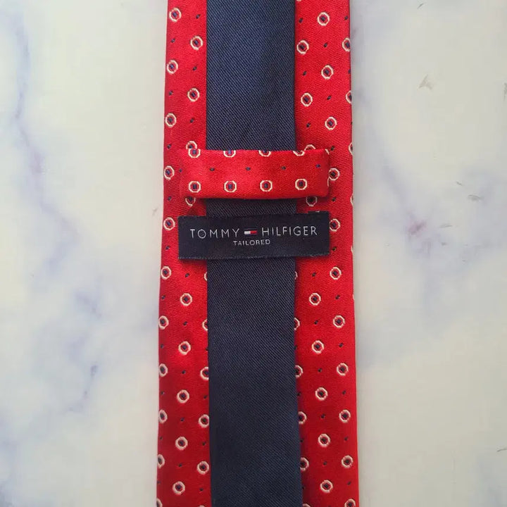 [BUNJANG] Tommy Hilfiger Silk Red Micro Pattern Tie / 타미힐피거 실크 레드 패턴 넥타이 7.8cm S~A+등급 G2