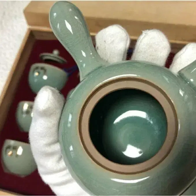 [BUNJANG] Noh Moo-hyun Celadon Porcelain Tea Set / 노무현 대통령 봉황무늬 청자 다기세트. 새상품