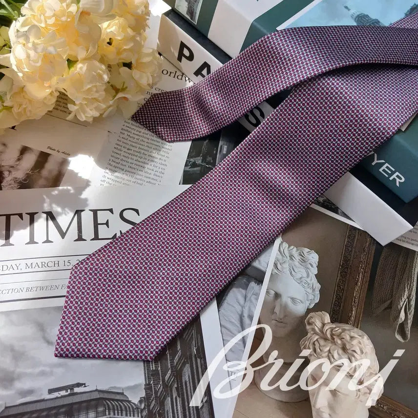 [BUNJANG] Brioni Silk Tie - Blue Wine Micro Pattern 8cm / 브리오니 실크 블루 와인 패턴 넥타이 8cm S~A+등급 E906