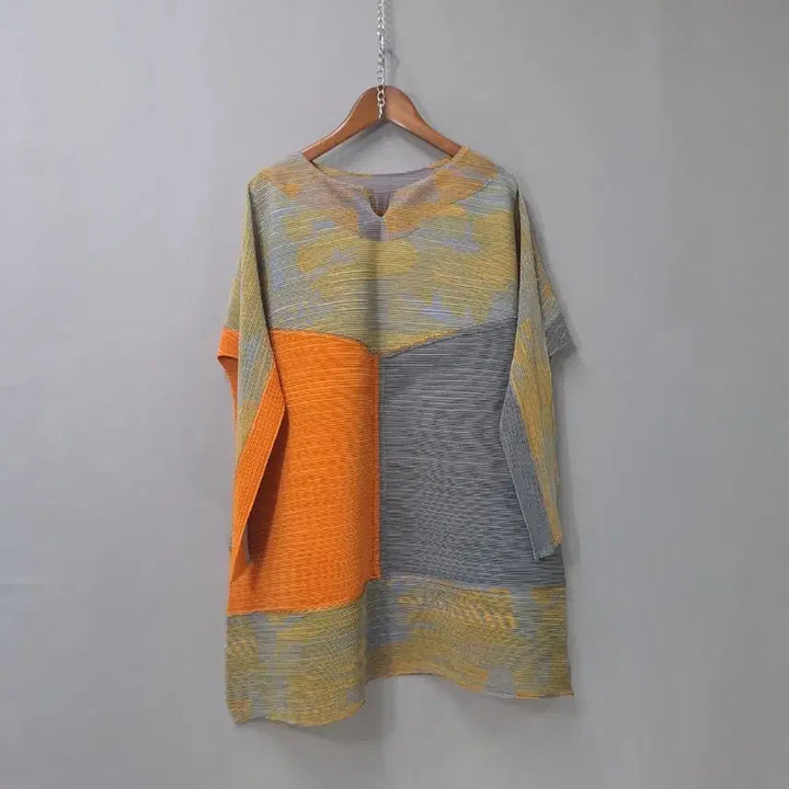 [SOLD OUT] 주름 배색 패턴 블라우스 / 튜닉