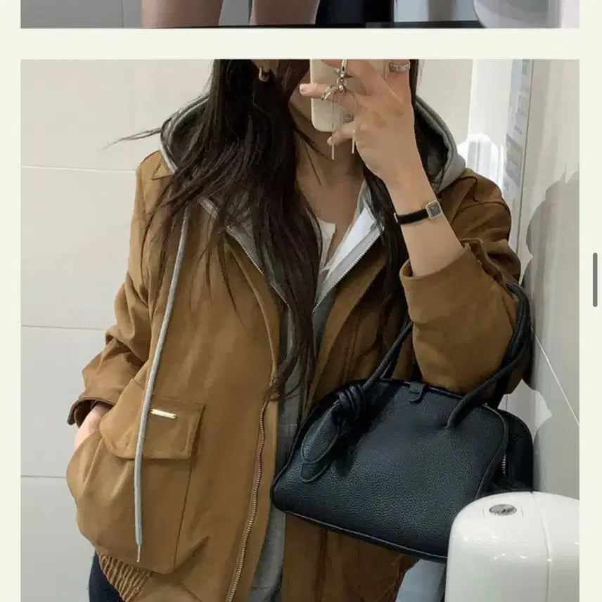 [SOLD OUT] 모던로브 블루종 카멜 스웨이드 컬러