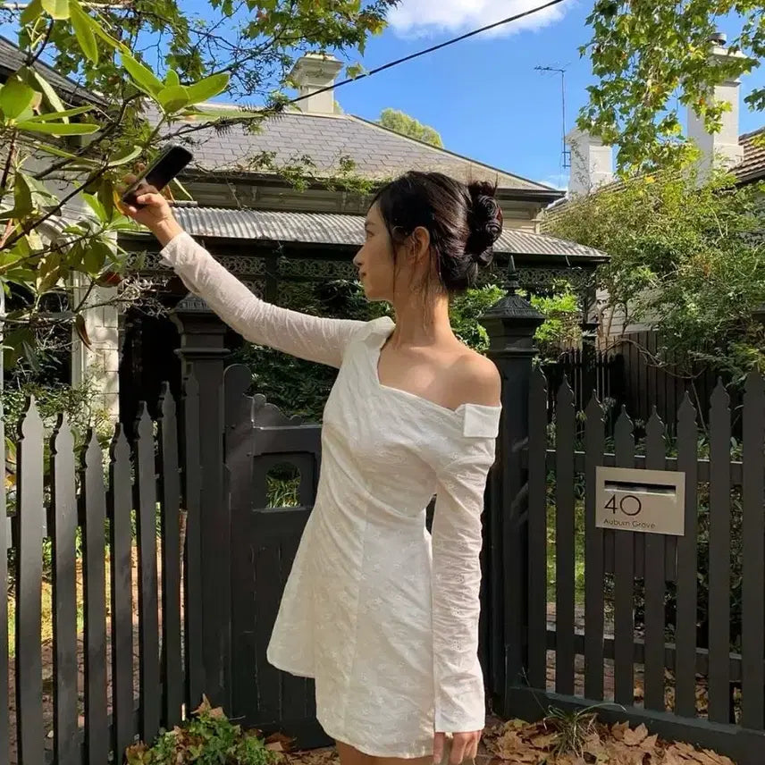 [BUNJANG] Not Your Roses One Shoulder Shirt Dress / 낫유어로즈 원숄더 셔츠 드레스 원피스