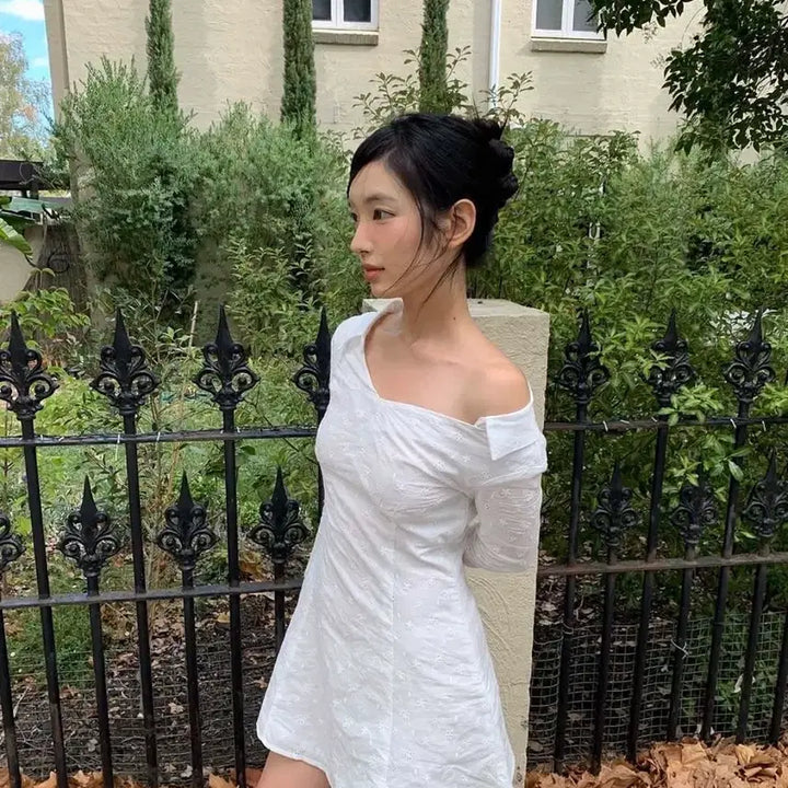 [BUNJANG] Not Your Roses One Shoulder Shirt Dress / 낫유어로즈 원숄더 셔츠 드레스 원피스