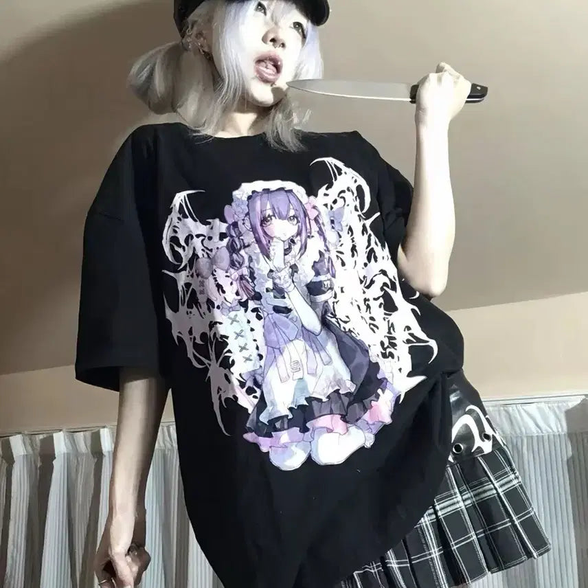 [BUNJANG] Yamikawaii Maid Short-Sleeve T-shirt / 지뢰계 서브컬처 야미카와이 메이드 반팔 티셔츠