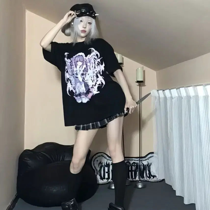 [BUNJANG] Yamikawaii Maid Short-Sleeve T-shirt / 지뢰계 서브컬처 야미카와이 메이드 반팔 티셔츠