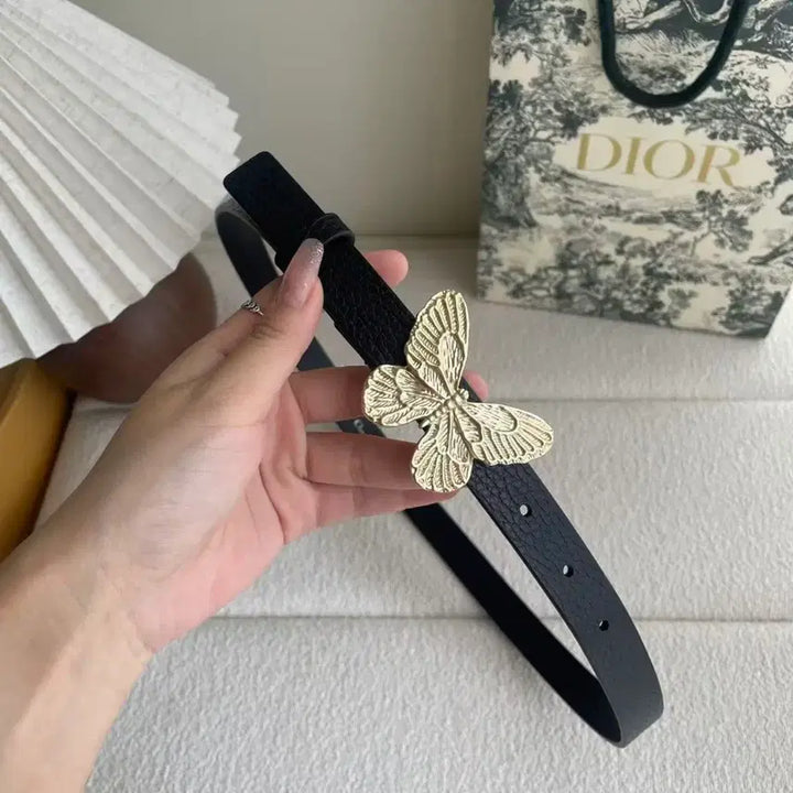 [SOLD OUT] 디올 여성 벨트 나비 모양 버클 가죽 벨트85 폭 2.0cm