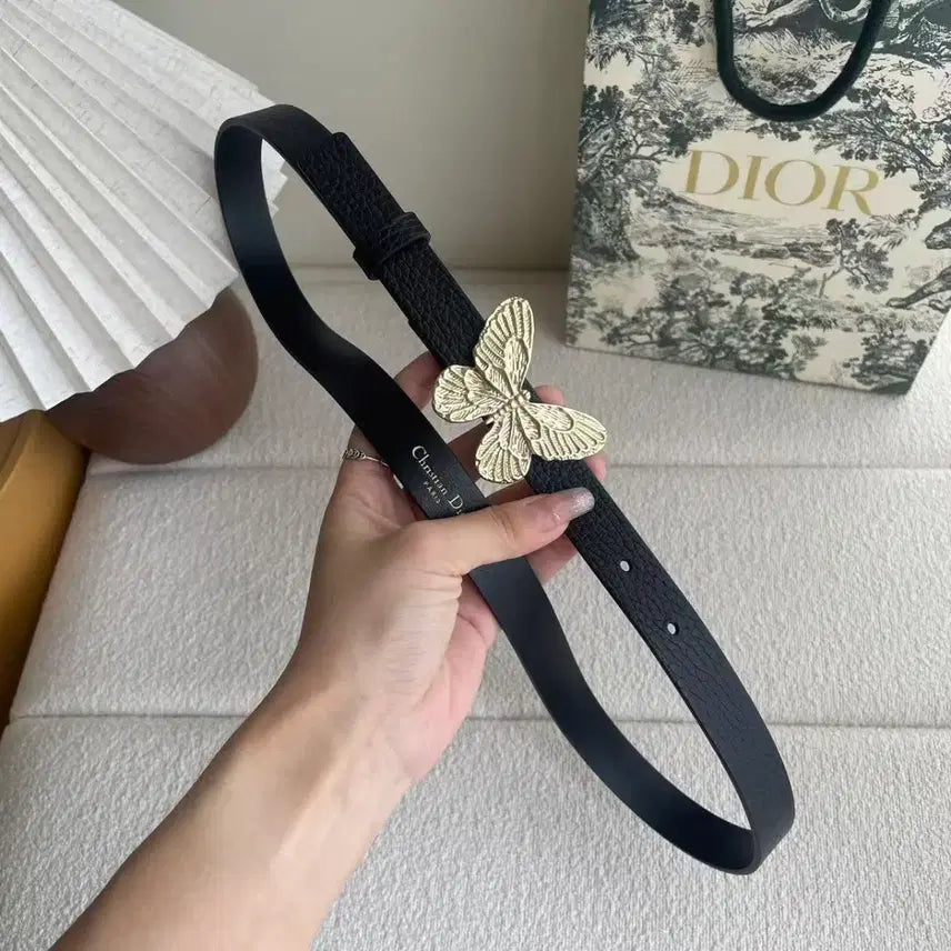 [SOLD OUT] 디올 여성 벨트 나비 모양 버클 가죽 벨트85 폭 2.0cm