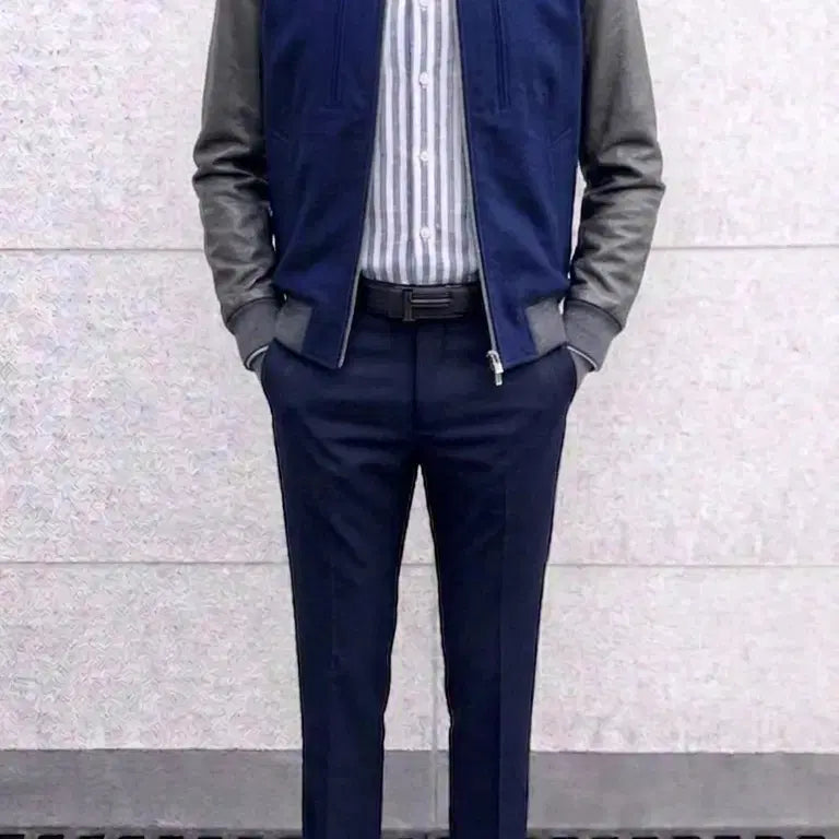[BUNJANG] Z ZIOZIA Navy Stripe Breeze Linen Cotton Shirt / 지오지아 And Z/네이비 스트라이프 브리즈 린넨 코튼 셔츠/100