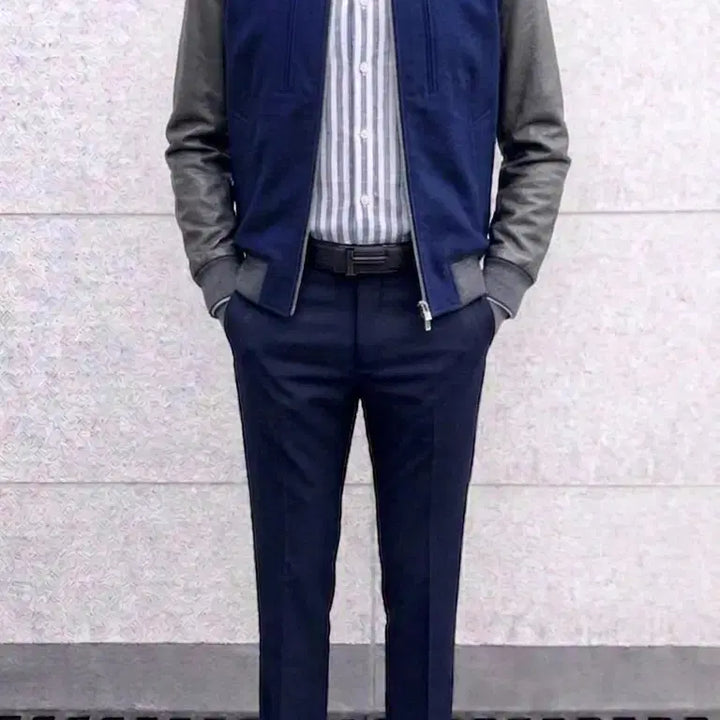 [BUNJANG] Z ZIOZIA Navy Stripe Breeze Linen Cotton Shirt / 지오지아 And Z/네이비 스트라이프 브리즈 린넨 코튼 셔츠/100