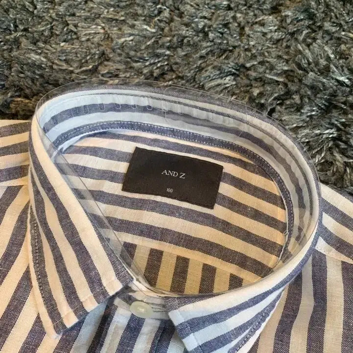 [BUNJANG] Z ZIOZIA Navy Stripe Breeze Linen Cotton Shirt / 지오지아 And Z/네이비 스트라이프 브리즈 린넨 코튼 셔츠/100