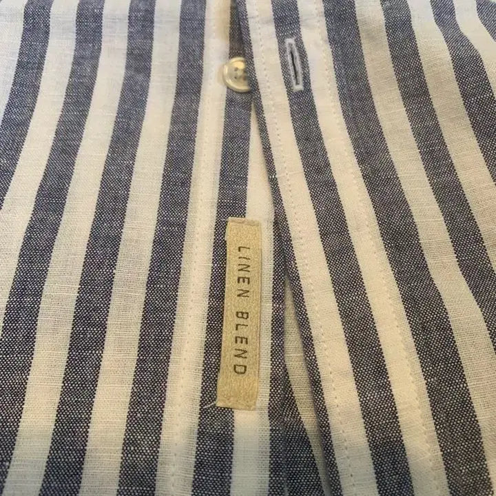 [BUNJANG] Z ZIOZIA Navy Stripe Breeze Linen Cotton Shirt / 지오지아 And Z/네이비 스트라이프 브리즈 린넨 코튼 셔츠/100