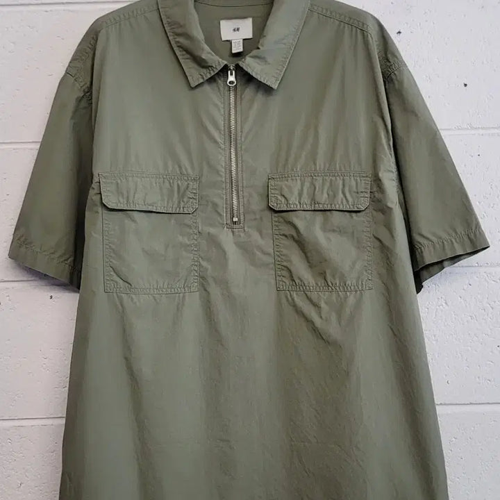 [BUNJANG] H&amp;M Oversized Half-Zip Shirt / [110.XXL.오버핏] H&amp;M(에이치엔엠) 반집업 오버핏 셔츠 판매