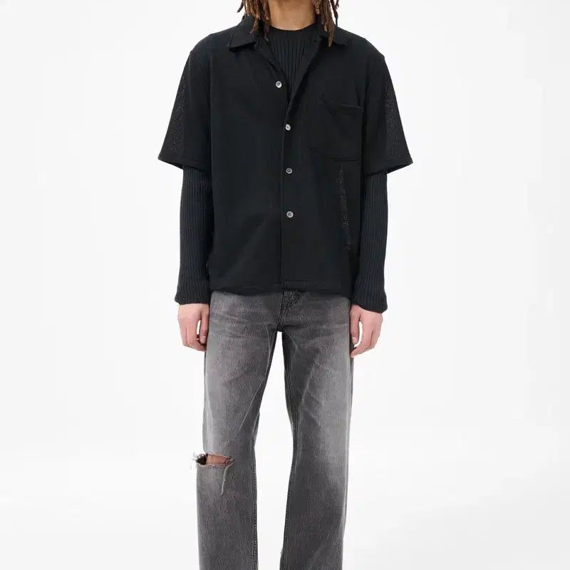 [SOLD OUT] 아워레가시 박스 셔츠 숏슬리브 블랙 부클레 50사이즈