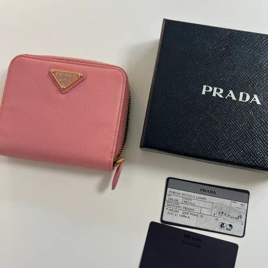 [BUNJANG] Prada Saffiano Leather Bifold Wallet Pink / 프라다 반지갑 핑크 가죽 사피아노
