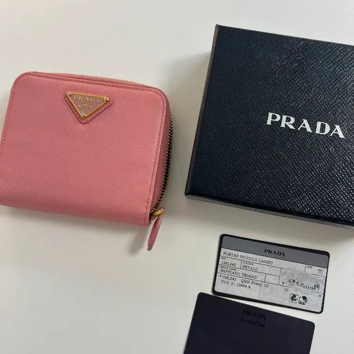 [BUNJANG] Prada Saffiano Leather Bifold Wallet Pink / 프라다 반지갑 핑크 가죽 사피아노