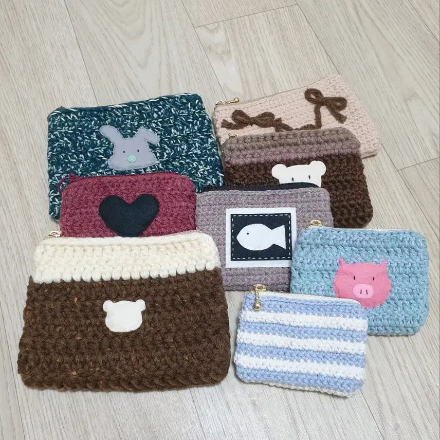 [BUNJANG] Handmade Knitted Pouch Bundle Set / 핸드메이드 뜨개 수제 파우치 소품 동전지갑 8가지 일괄