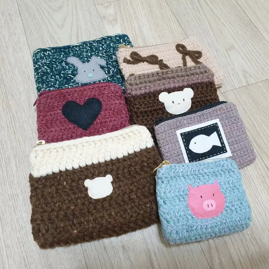 [BUNJANG] Handmade Knitted Pouch Bundle Set / 핸드메이드 뜨개 수제 파우치 소품 동전지갑 8가지 일괄