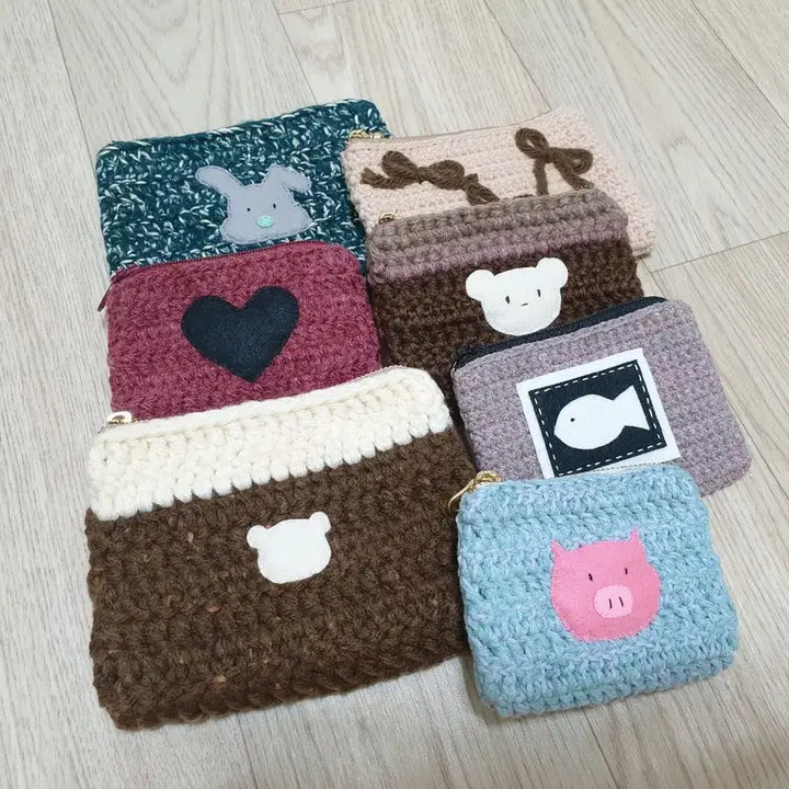[BUNJANG] Handmade Knitted Pouch Bundle Set / 핸드메이드 뜨개 수제 파우치 소품 동전지갑 8가지 일괄