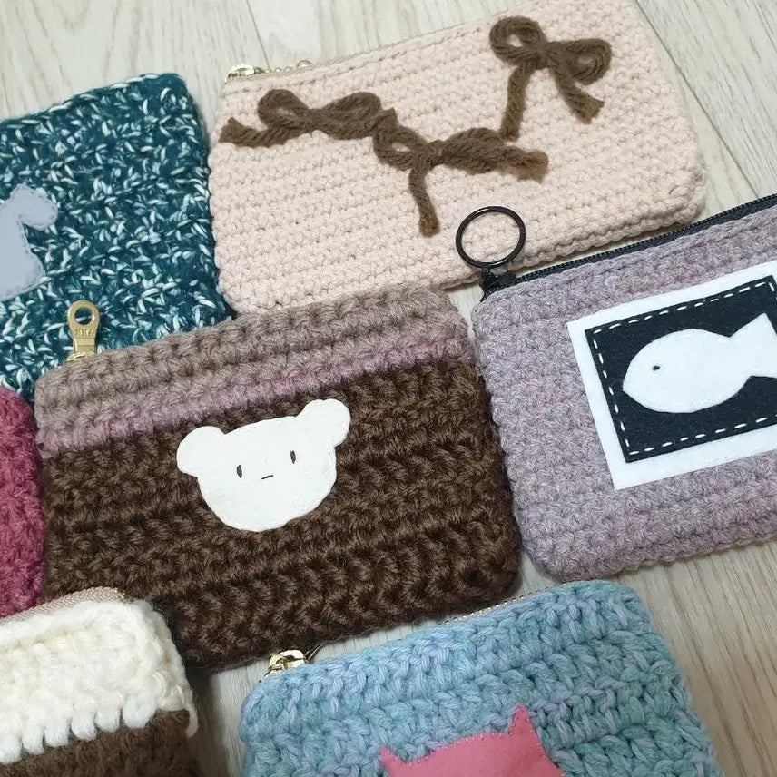 [BUNJANG] Handmade Knitted Pouch Bundle Set / 핸드메이드 뜨개 수제 파우치 소품 동전지갑 8가지 일괄