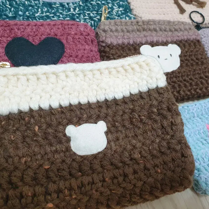 [BUNJANG] Handmade Knitted Pouch Bundle Set / 핸드메이드 뜨개 수제 파우치 소품 동전지갑 8가지 일괄