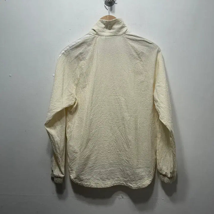 [BUNJANG] Adidas 3-Stripes Half-Neck Cream Windbreaker S / 아디다스 3선 하프넥 크림색 바람막이 S