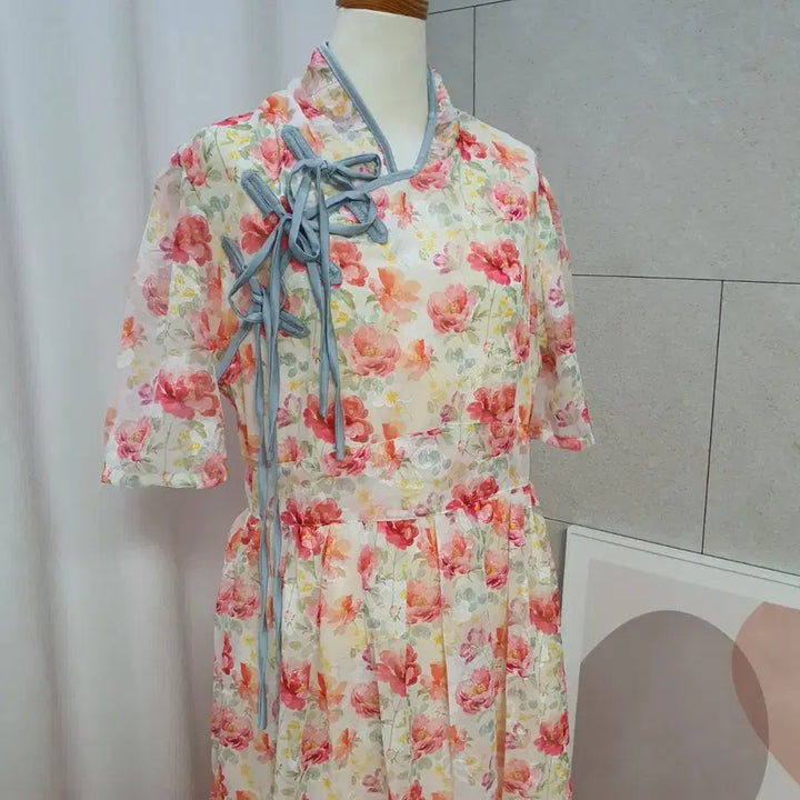 [BUNJANG] Watercolor Floral Long Dress / 새상품] 화사한 수채화 플라워 롱 원피스 (생활한복 스타일)