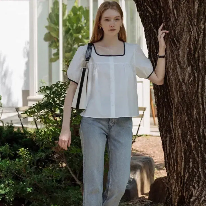 [BUNJANG] Till I Die Square Neck Shirring Blouse / 틸아이다이 스퀘어넥 셔링 블라우스