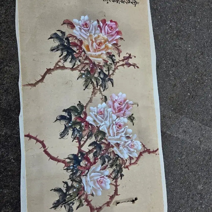 [BUNJANG] Oriental Painting Rose Watercolor / 동양화  장미꽃잎에 맺힌 물방울