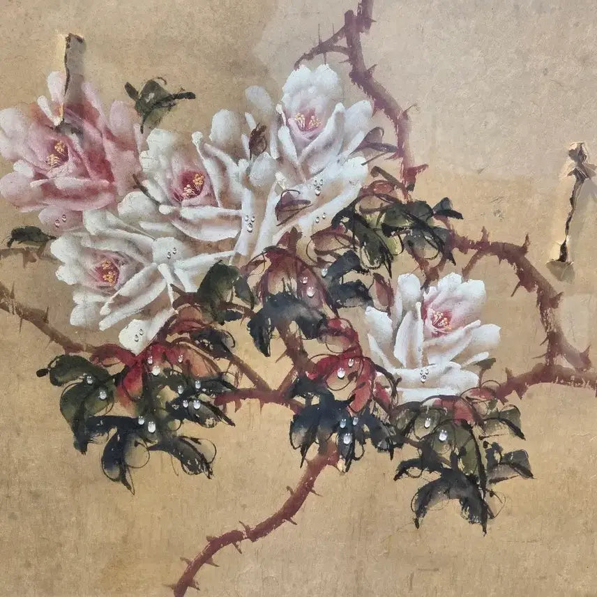 [BUNJANG] Oriental Painting Rose Watercolor / 동양화  장미꽃잎에 맺힌 물방울