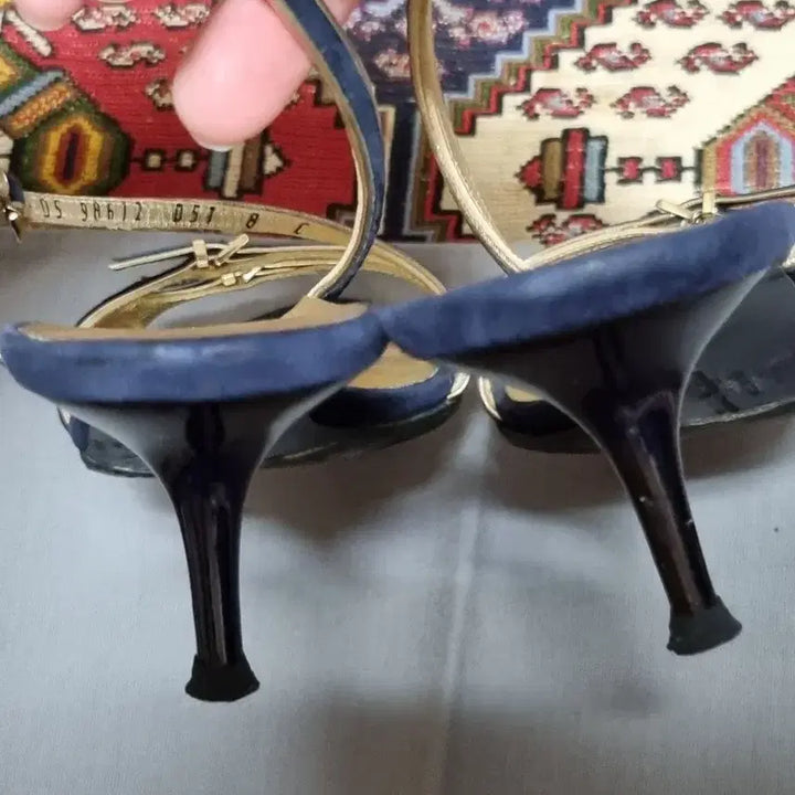 [BUNJANG] Ferragamo Navy Suede Strap Sandals / 정품 페라가모 네이비 스트랩힐 명품샌들, 245mm/38 (상태아주좋음)