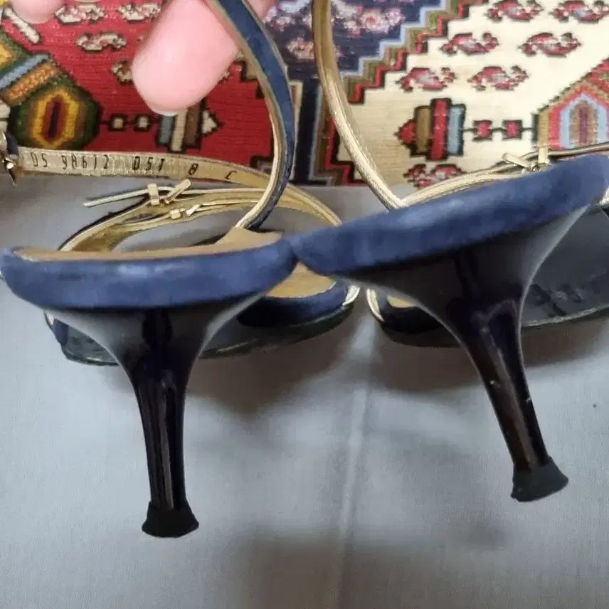 [BUNJANG] Ferragamo Navy Suede Strap Sandals / 정품 페라가모 네이비 스트랩힐 명품샌들, 245mm/38 (상태아주좋음)