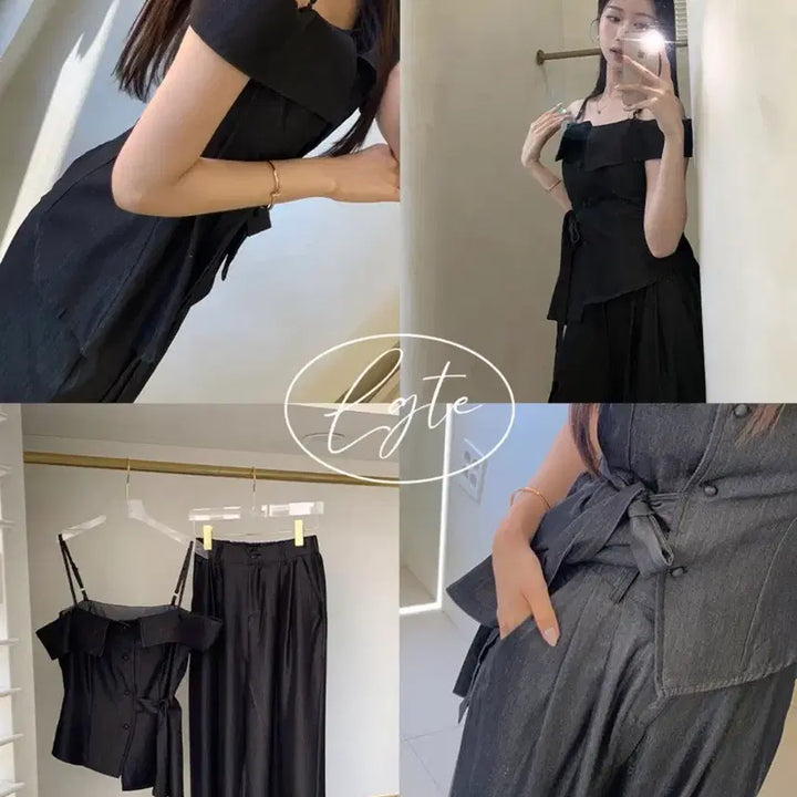 [BUNJANG] Light Me Off-Shoulder Wide Set / 택포) 라이트미 오프숄더 와이드 셋업