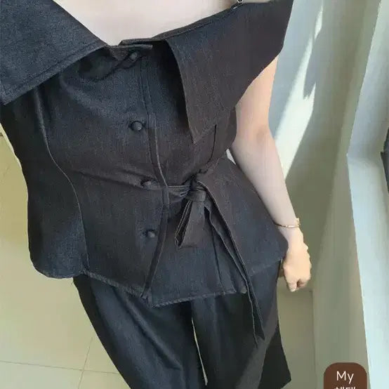 [BUNJANG] Light Me Off-Shoulder Wide Set / 택포) 라이트미 오프숄더 와이드 셋업