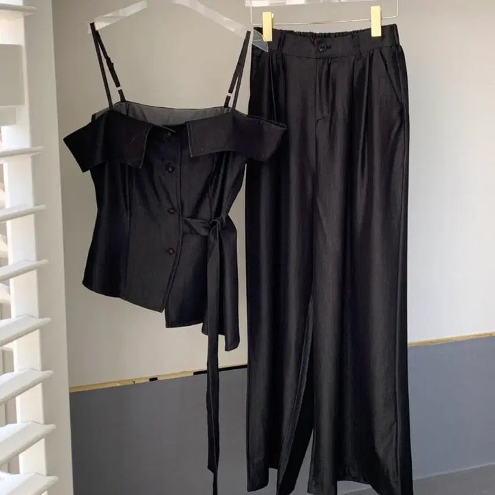[BUNJANG] Light Me Off-Shoulder Wide Set / 택포) 라이트미 오프숄더 와이드 셋업