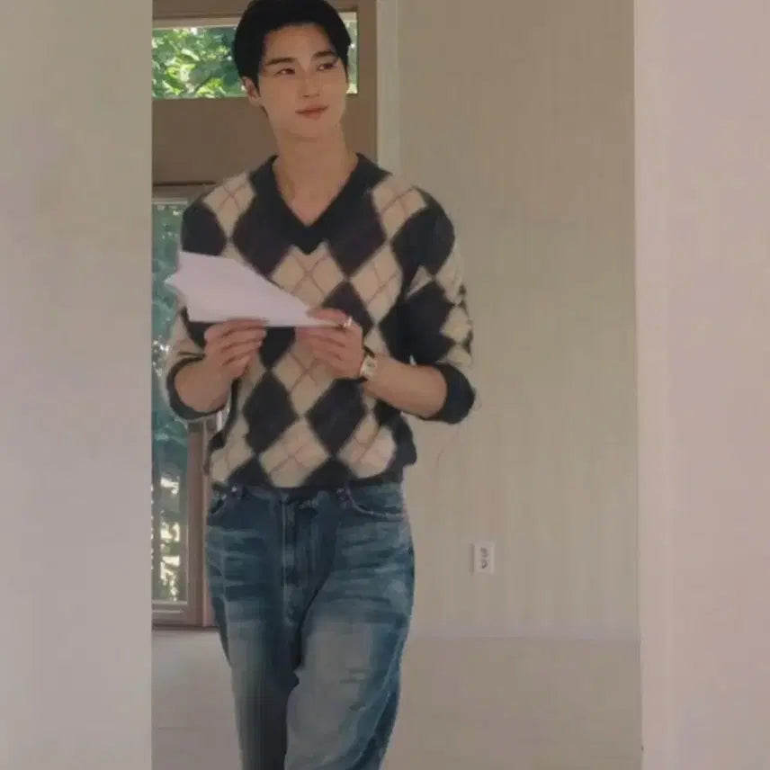 [BUNJANG] Marni Argyle Pattern Knit (Won-Seok Byun Wear, Size 50) / 아가일 패턴 마르니 니트 (변우석 착용, 1회착, 새상품급)