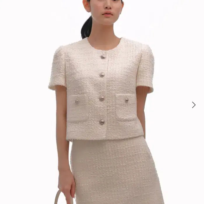 [BUNJANG] SIE Selina Half Tweed Jacket Ivory / 시에 셀리나 하프 트위드 재킷 S 아이보리