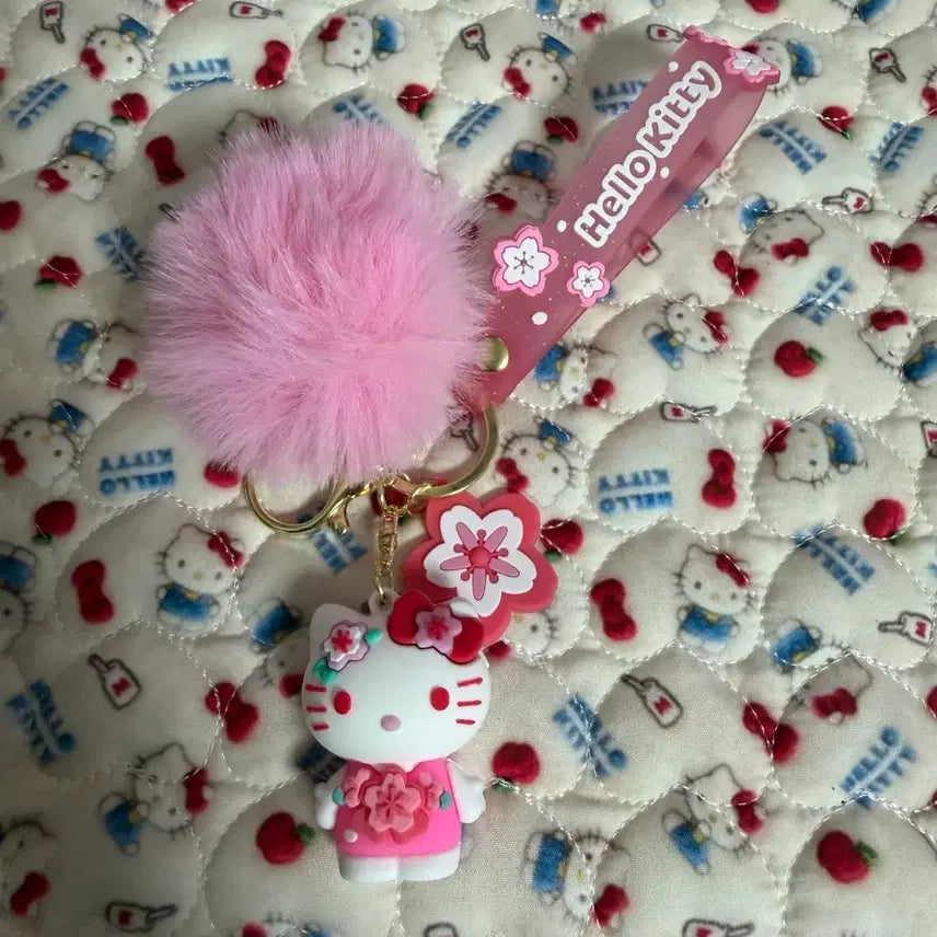 [BUNJANG] Sanrio Hello Kitty Cherry Blossom Figure Keyring / 산리오 헬로키티 키티 벚꽃 키링 피규어