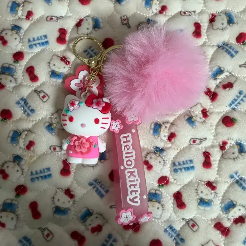 [BUNJANG] Sanrio Hello Kitty Cherry Blossom Figure Keyring / 산리오 헬로키티 키티 벚꽃 키링 피규어