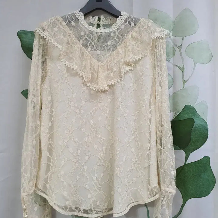 [BUNJANG] Lace See-Through Blouse / 레이스 시스루 블라우스
