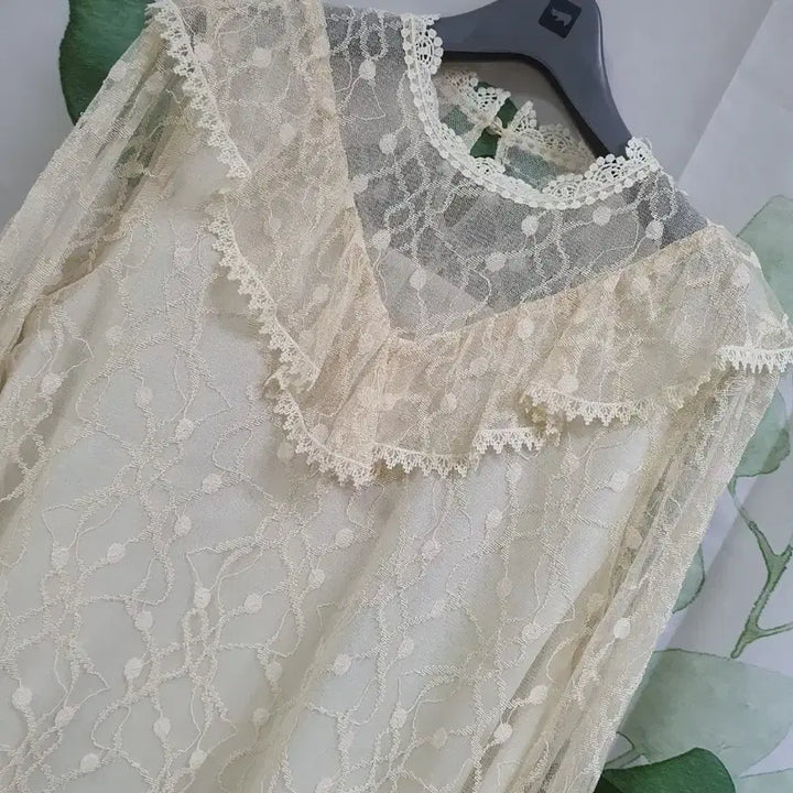 [BUNJANG] Lace See-Through Blouse / 레이스 시스루 블라우스