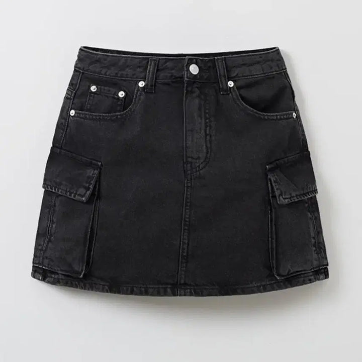 [BUNJANG] Spao Cargo Denim Skirt - Dark Gray S / 새상품) 스파오 카고 데님 스커트 - 다크 그레이 S