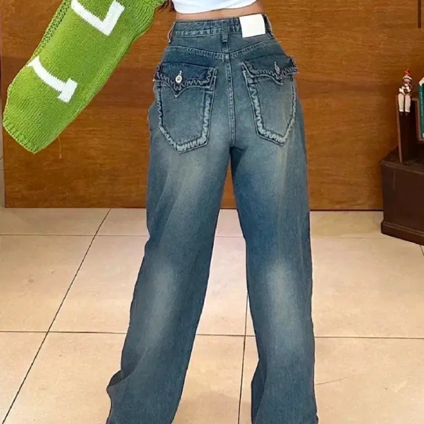 [BUNJANG] OOTD Karina First Snow Challenge Wide Denim Pants S / OOTJ 카리나 첫눈챌린지 와이드 데님 S