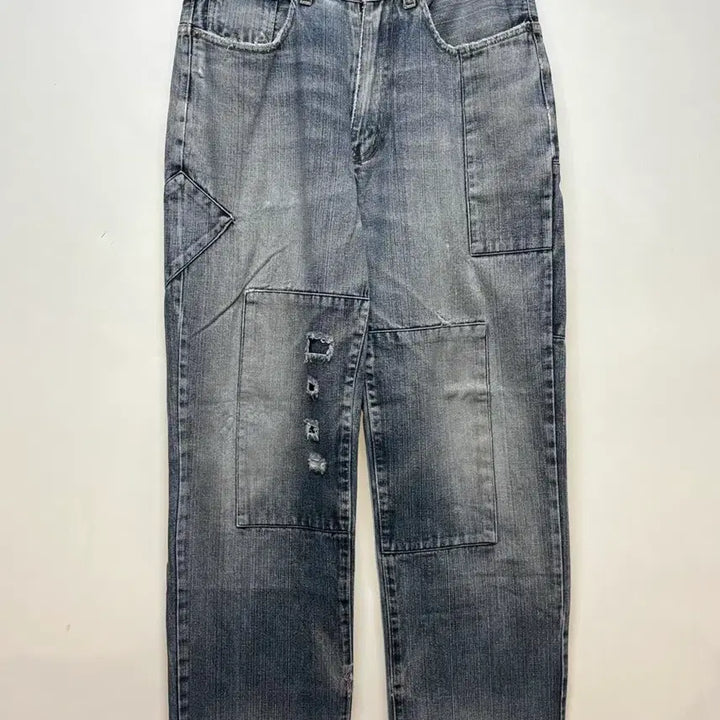 [BUNJANG] Patchwork Painting Denim Pants / 패치워크 페인팅 데님