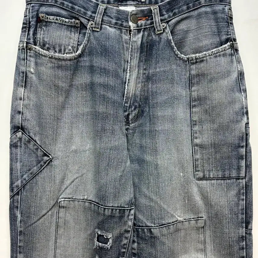 [BUNJANG] Patchwork Painting Denim Pants / 패치워크 페인팅 데님