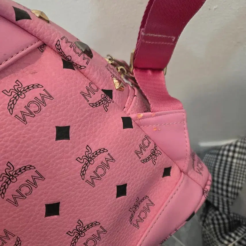 [BUNJANG] MCM Pink Studded Backpack Mini / MCM 핑크 스터드 백팩 미니