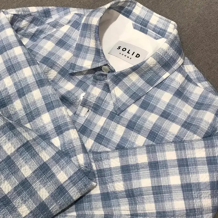 [BUNJANG] Solid Homme Check Layered Shirt / 솔리드 옴므 체크 레이어드 셔츠