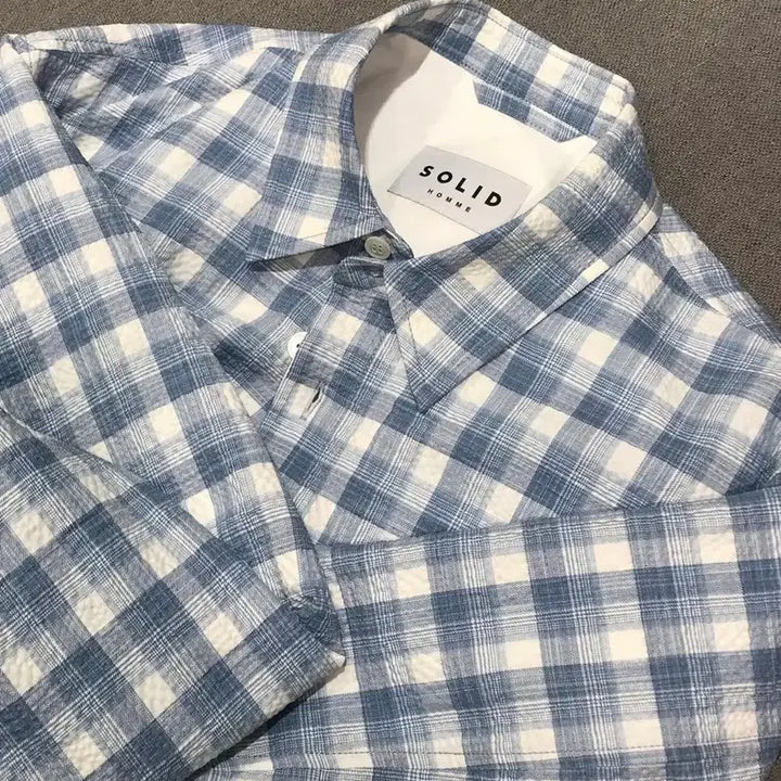 [BUNJANG] Solid Homme Check Layered Shirt / 솔리드 옴므 체크 레이어드 셔츠